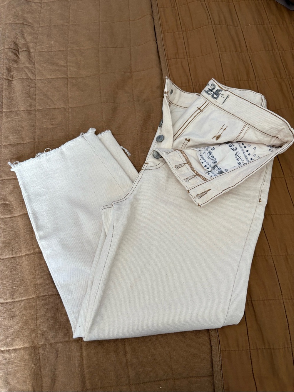 Free People Cream High-Rise Jeans